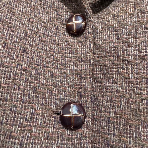 VTG Oscar de la Renta Wool Blend Tweed Blazer Jacket Preppy Academia Brown 10 *M - Picture 8 of 16